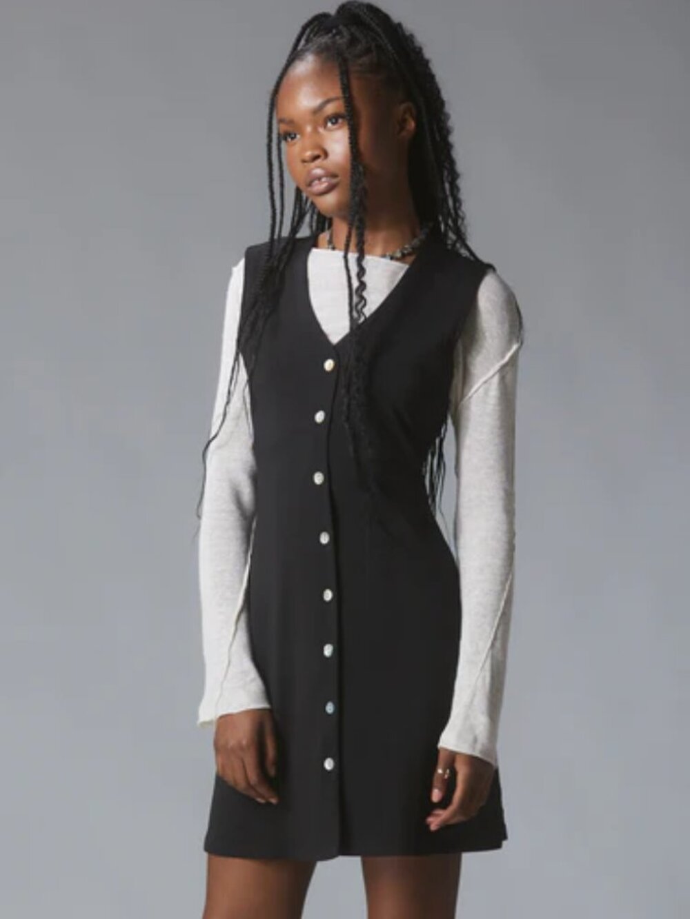 Unif Parker Dress Midi Sleeveless Button Up Stretch Lightweight Black NWT Medium - Picture 12 of 13